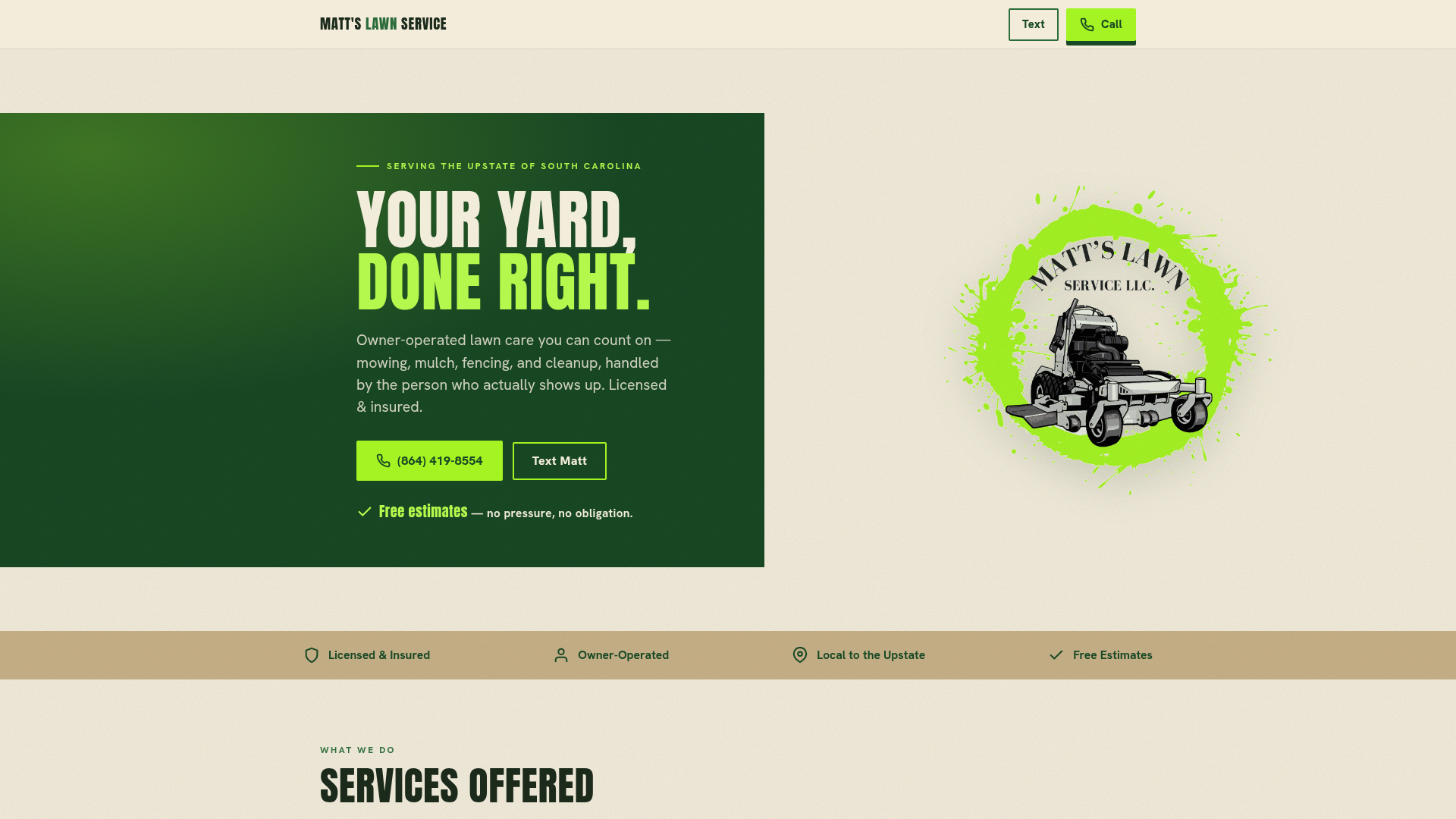 Live capture of mattsgrass.com